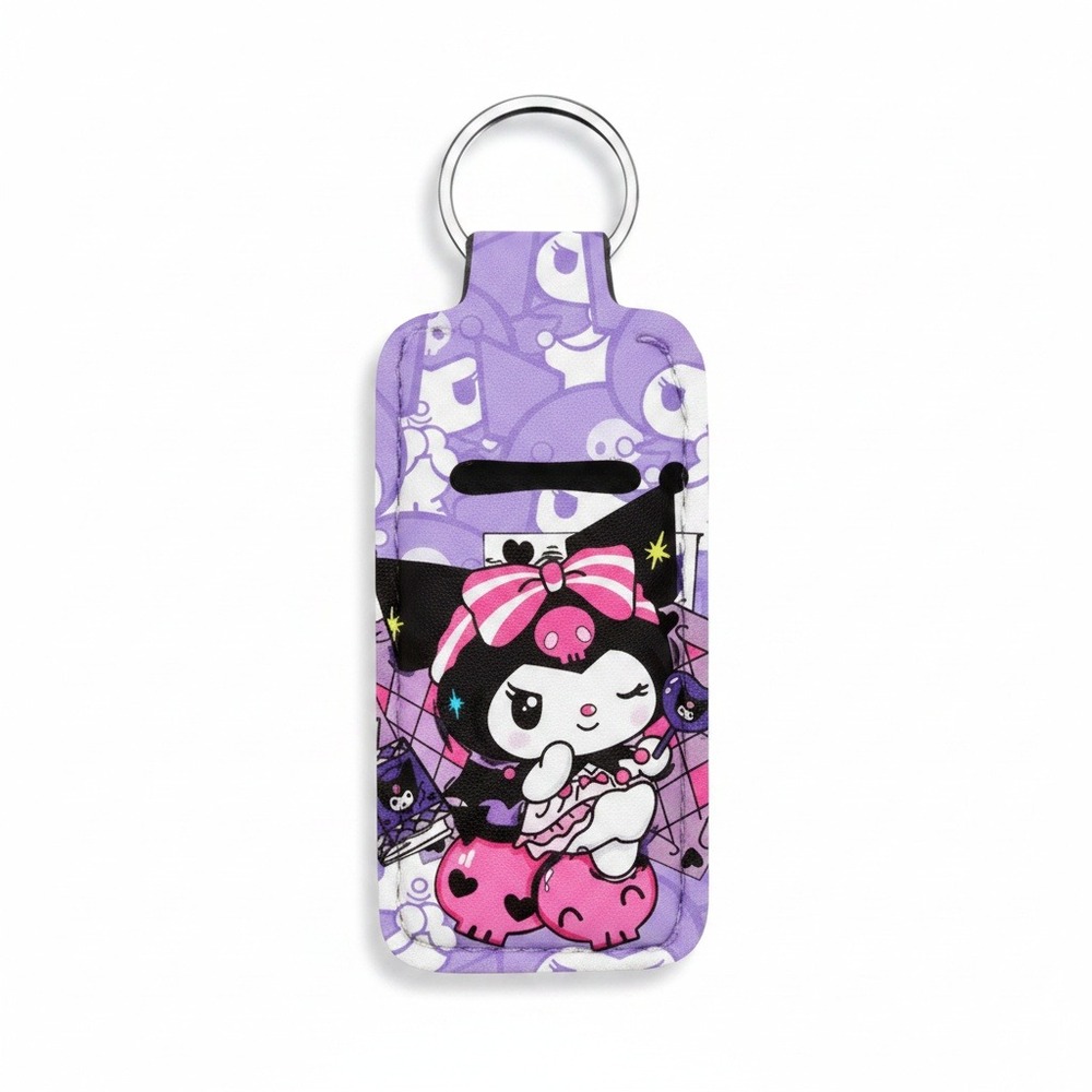 Sanrio Kuromi Chapstick Holder Keychain Purple Pink Kawaii Lip Balm Sleeve